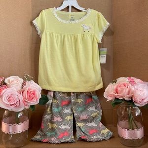 NWT Carter’s Pajamas Size 4 Horses Yellow / Gray